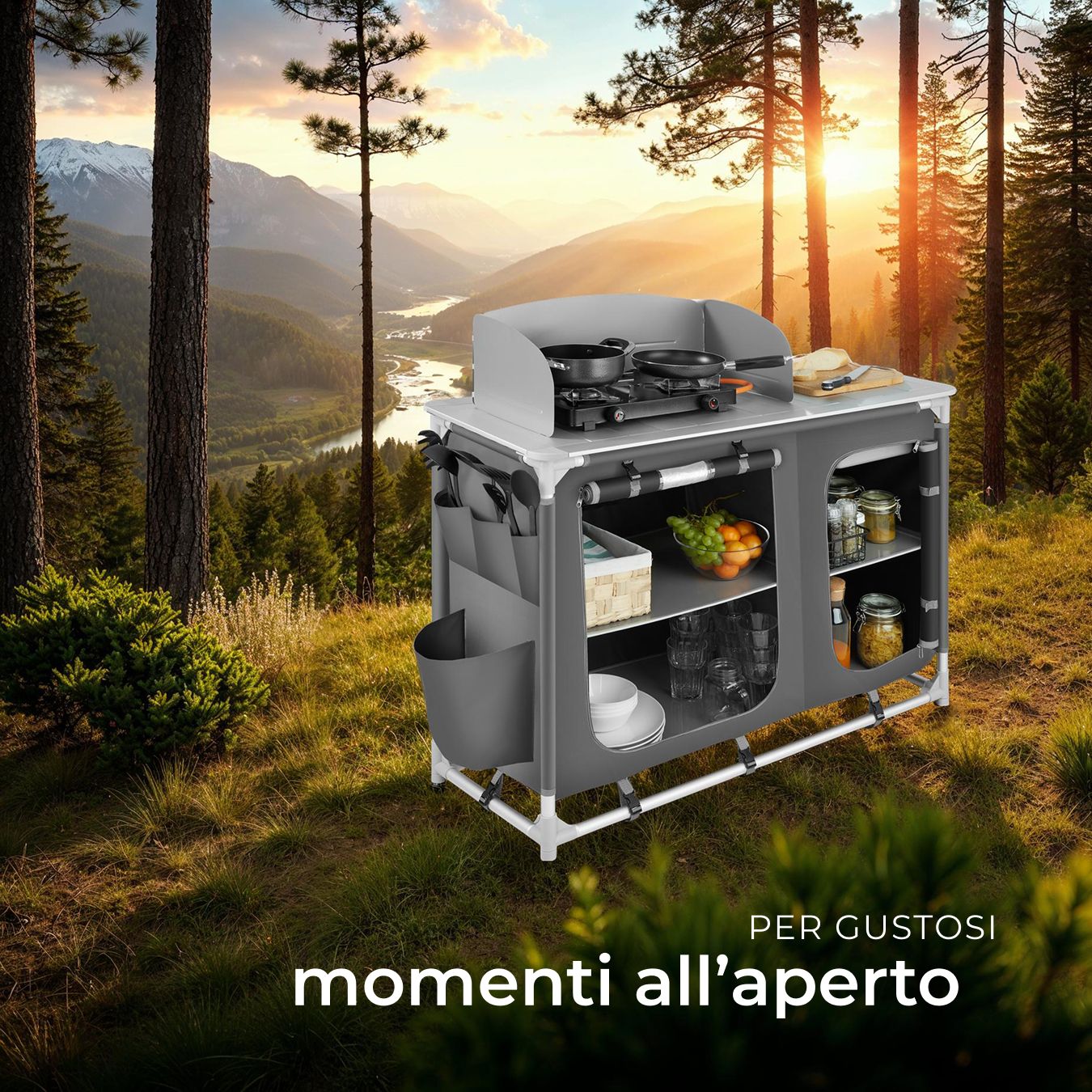 Campingmoon Contenitore Da Campeggio In Alluminio Con Manico Pieghevole: Scaletta Bifacciale E Foro Di Sfiato - 4