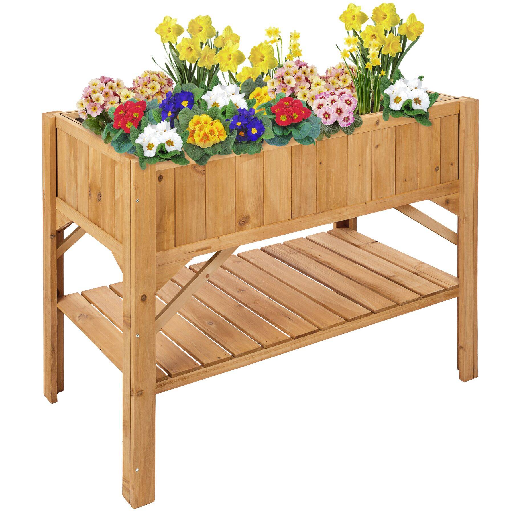 Letto da giardino rialzato con ripiano,cassone per piante in legno resistente alle intemperie,con fori di drenaggio,per orto,terrazzo,91 x 51 x 76 cm | Leroy Merlin