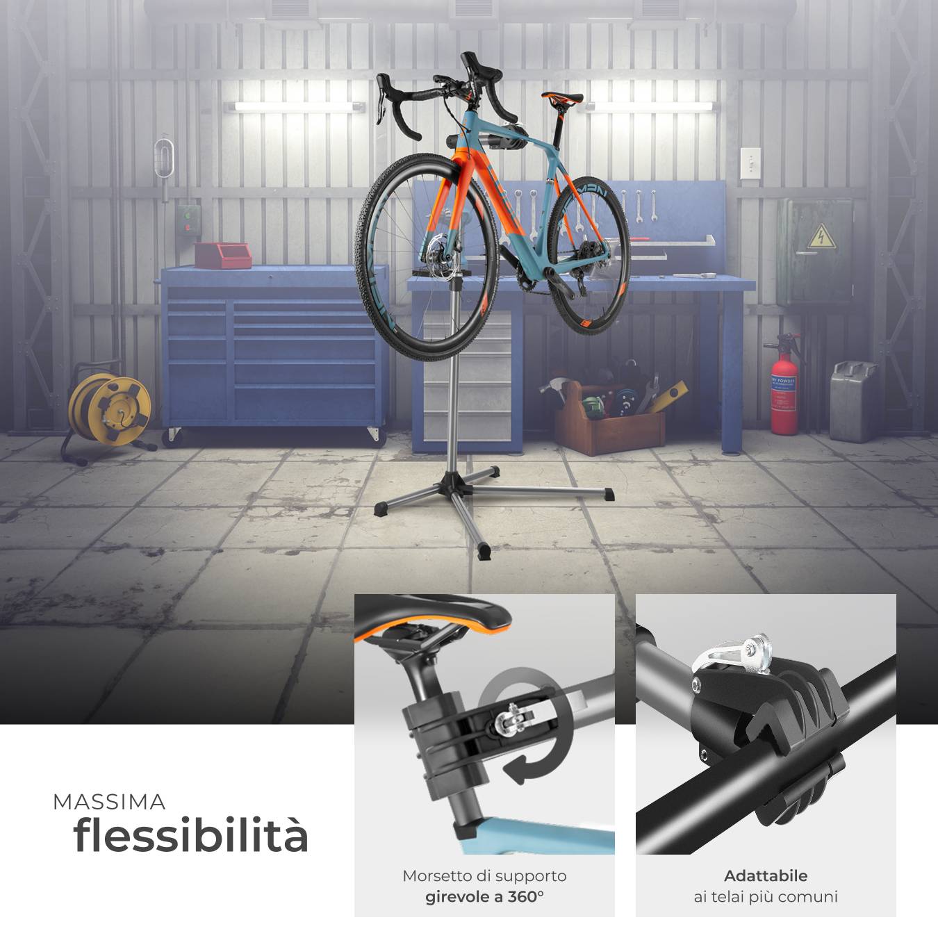 Cavalletto di riparazione per biciclette, supporto da pavimento per bicicletta, portatile, supporto per riparazione per bici da corsa, garage, parcheggio, mountain bike Cavalletto di riparazione per biciclette, supporto da pavimento per bicicletta, portatile, supporto per riparazione per bici da corsa, garage, parcheggio, mountain bike