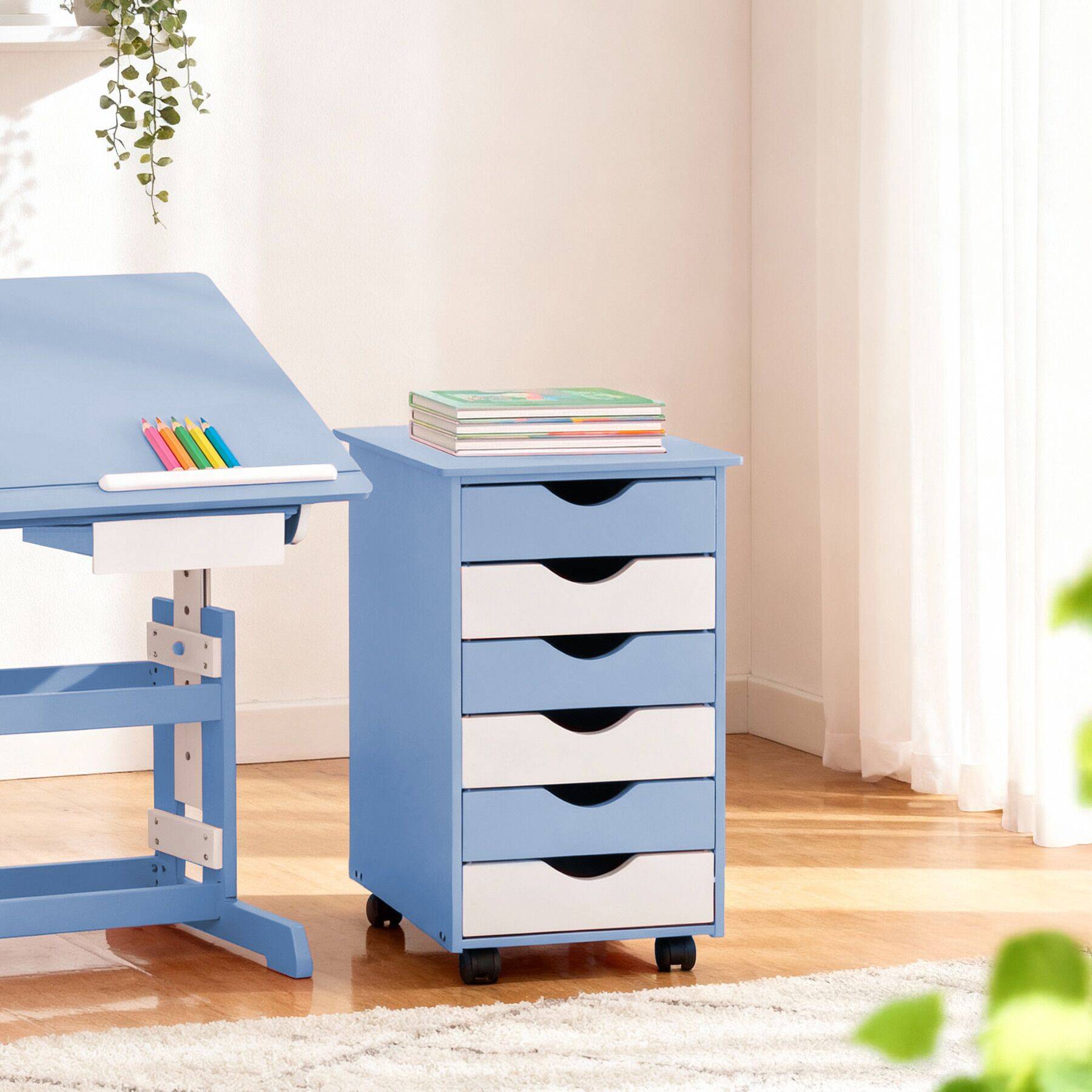 Cassettiera con Ruote ROLLY, 3 Cassetti, 60x48x40cm, Legno, Faggio Cassettiera con Ruote ROLLY, 3 Cassetti, 60x48x40cm, Legno, Faggio