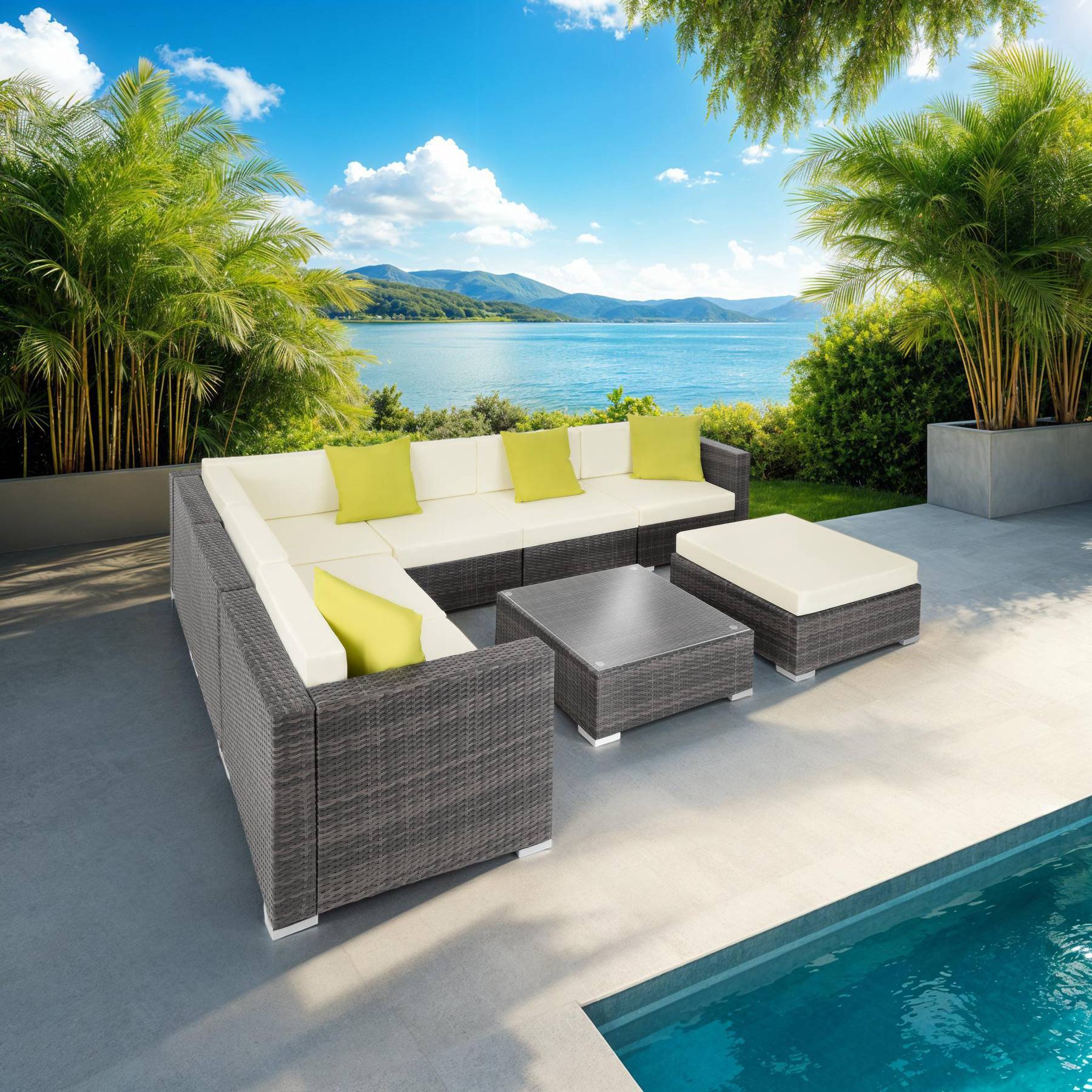 Tavolo Da Giardino Quadrato Nero - Mobile Da Esterno In Plastica Resistente 80x75x72 Cm, Per 4 Persone, Patio E Terrazzo