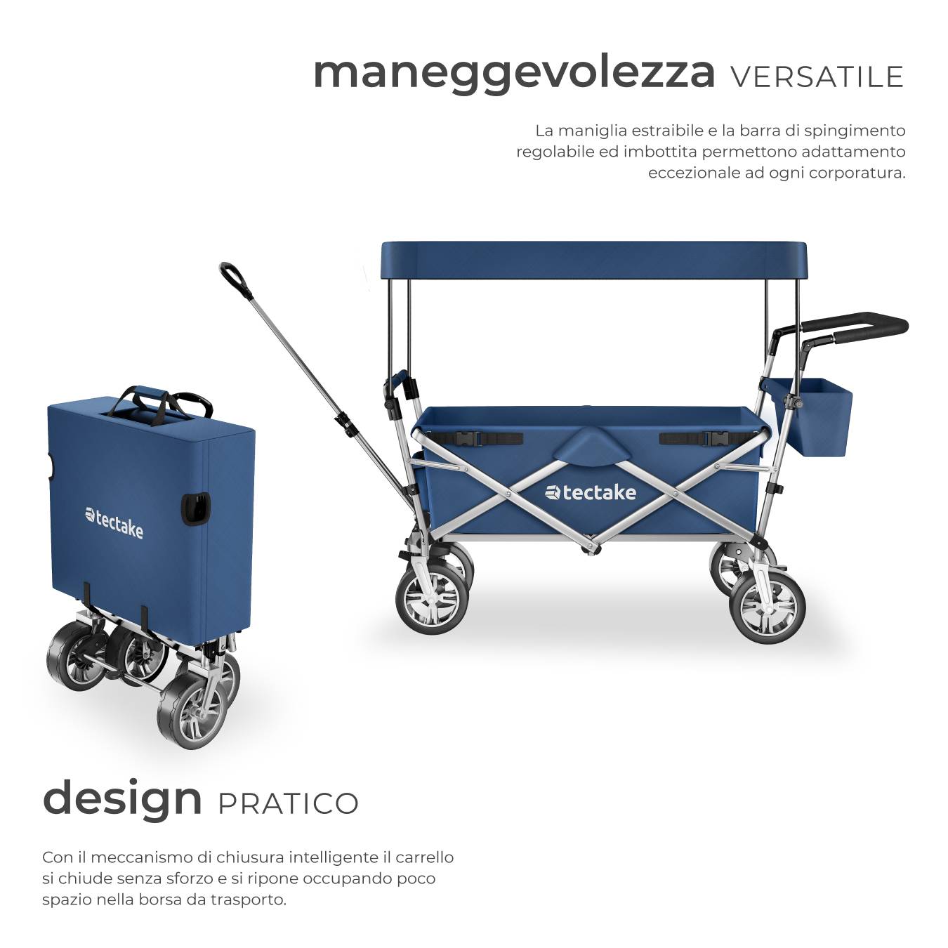 RJTEK Carrello Pieghevole Con Manico Telescopico - Capacità 99,8 Kg - Ruote In Gomma 12,7 Cm - 3