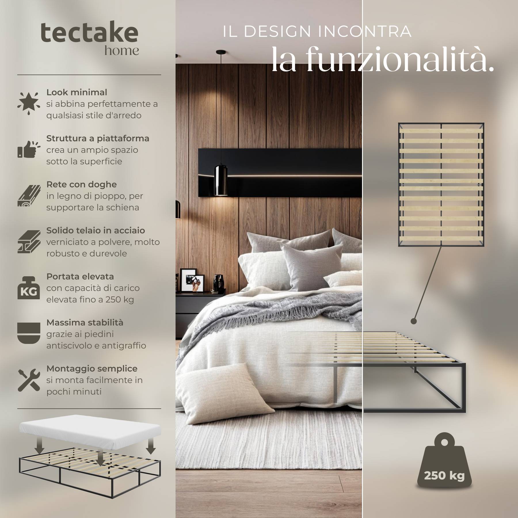 Set di 4 supporti per materasso per telaio del letto, per tutti i