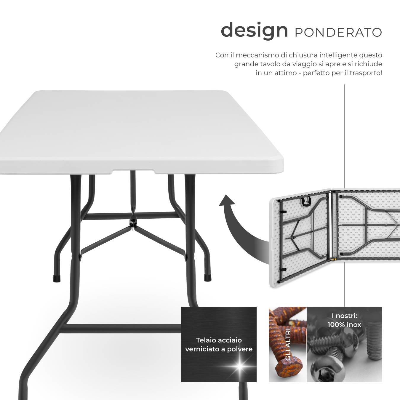 Set Tavolo Da Campeggio Pieghevole Con 4 Sedie Regolabili 120 X 60 Cm Set Tavolo Da Campeggio Pieghevole Con 4 Sedie Regolabili 120 X 60 Cm