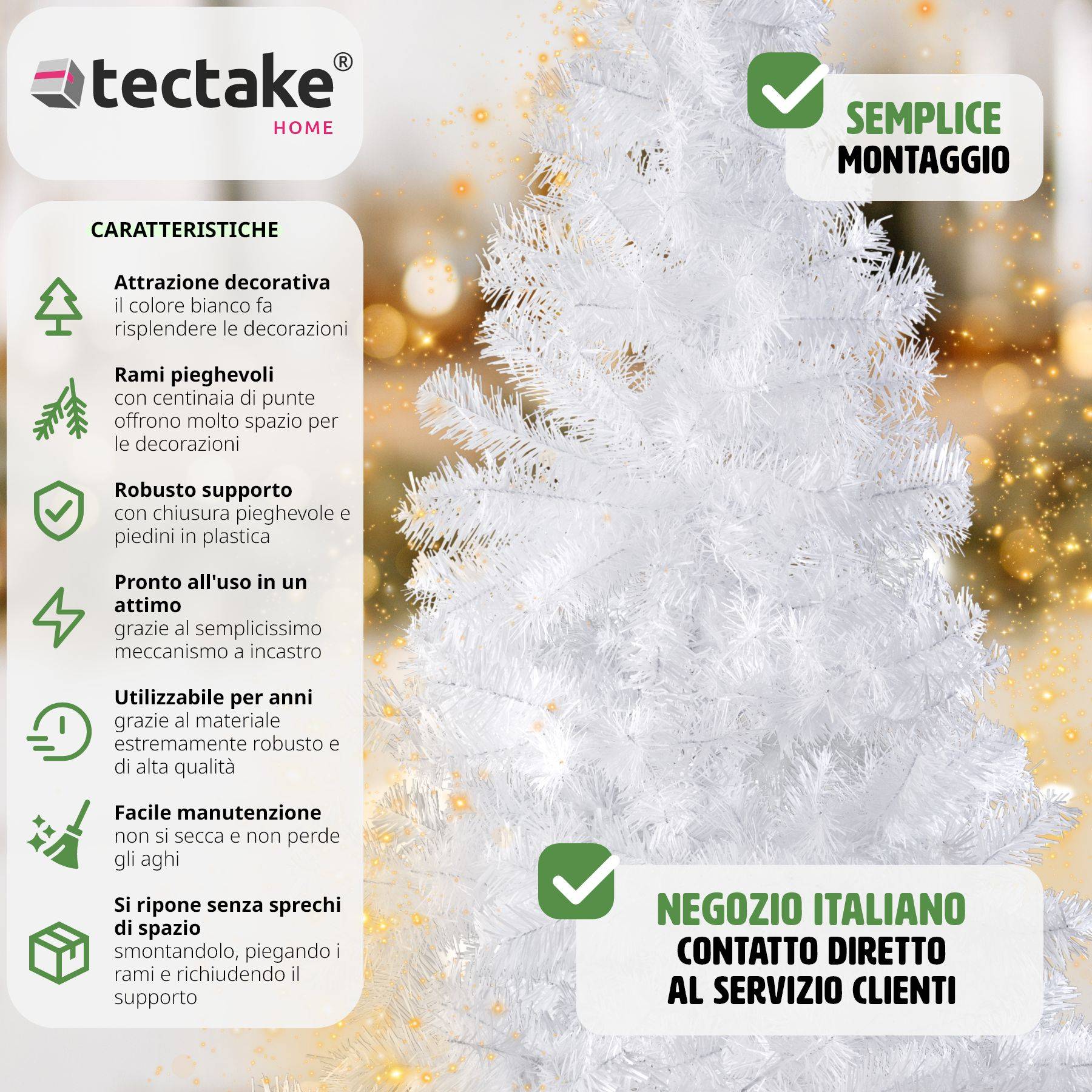 Albero Di Natale Artificiale Mezzo Tondo Oro 240 Cm Con Supporto – 1050 Rami In PET, Decorazione Natalizia Cespugliosa - 2