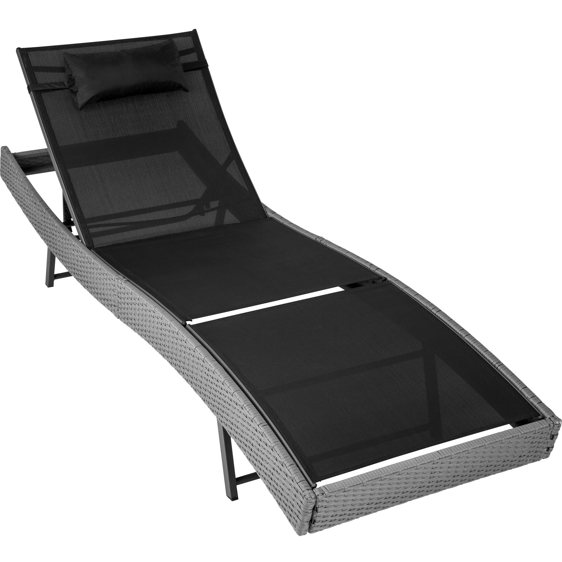 disponibile in diversi colori - TAVOLO SET GIARDINO SDRAIO PRENDISOLE SEDIA TecTake 2x LETTINO ALLUMINIO POLY RATTAN 2 federe involucro protettivo Nero | No. 401500 