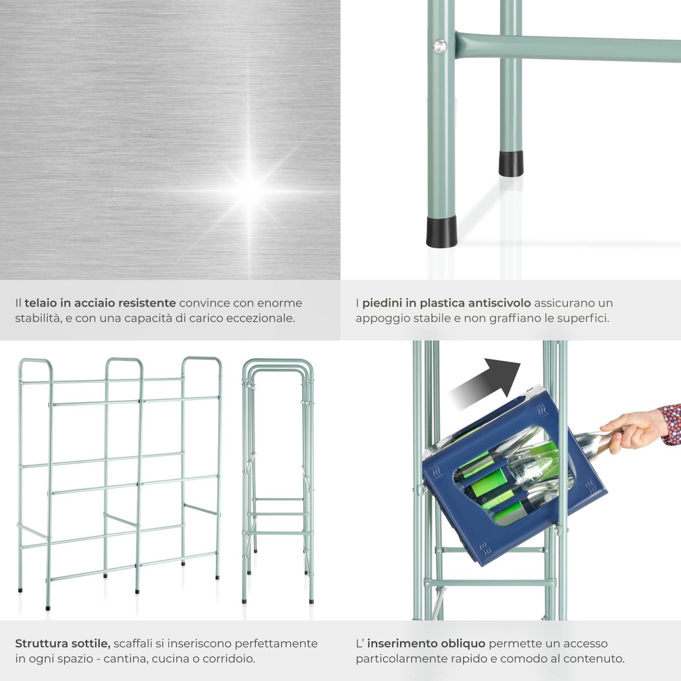 DanDiBo Scaffale Portabevande In Metallo – 2 Casse + Ripiano, 100 Cm, Nero - 2