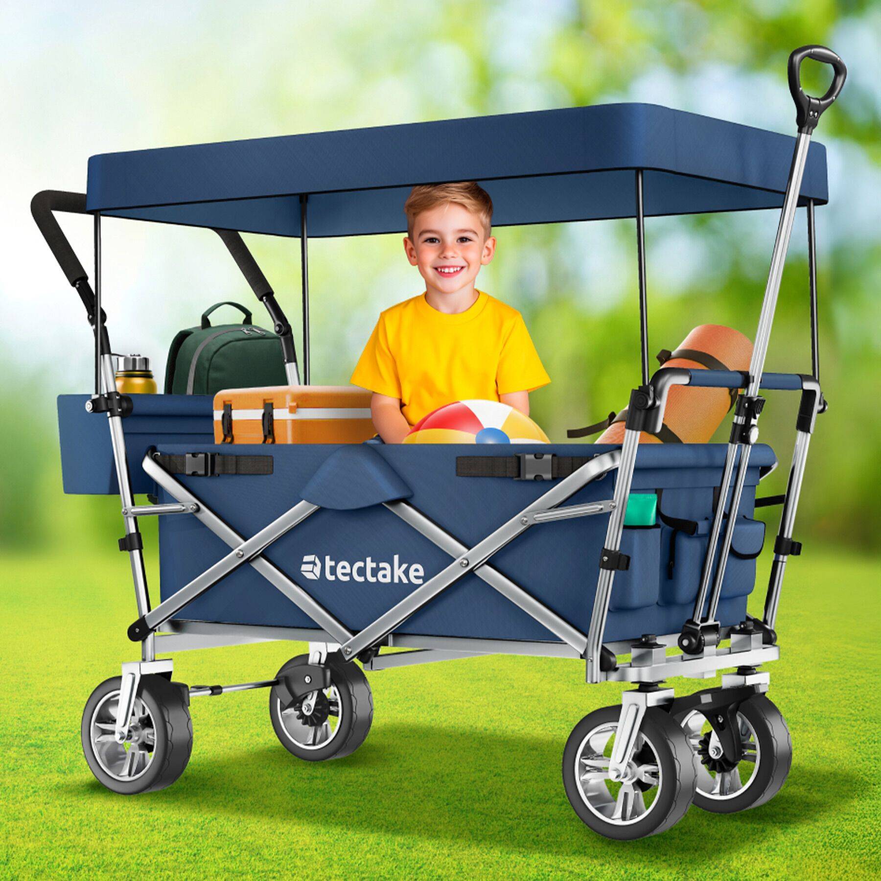 RJTEK Carrello Pieghevole Con Manico Telescopico - Capacità 99,8 Kg - Ruote In Gomma 12,7 Cm - 4