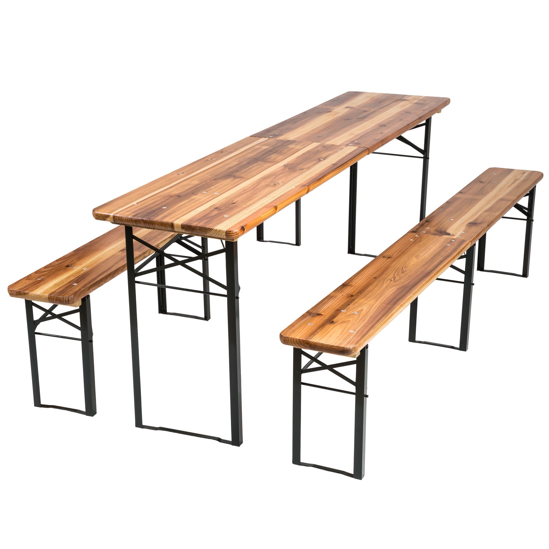 TecTake SET BIRRERIA TAVOLO E PANCHE CON SCHIENALE RICHIUDIBILE DA GIARDINO IN LEGNO nuo 