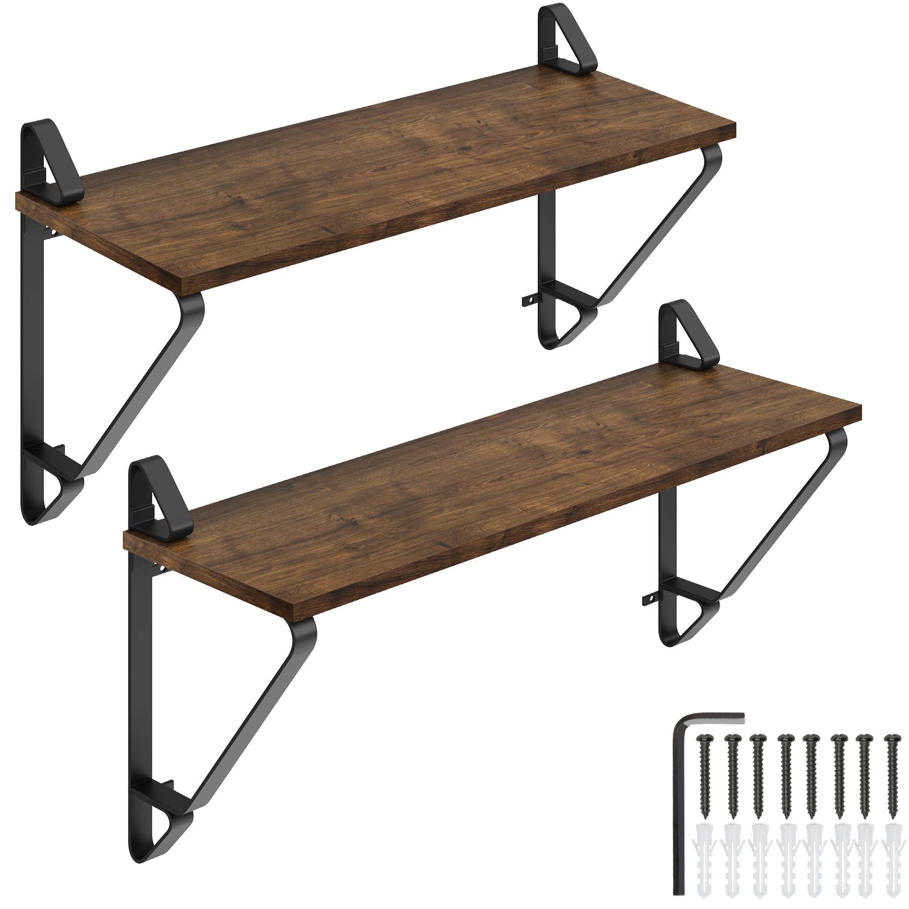 Petrala Mensola da parete in legno da caffè, da cucina, set da 2 ripiani sospesi, con ganci, stile rustico, vintage, design industriale, decorazione per bagno, soggiorno, portabicchieri Petrala Mensola da parete in legno da caffè, da cucina, set da 2 ripiani sospesi, con ganci, stile rustico, vintage, design industriale, decorazione per bagno, soggiorno, portabicchieri