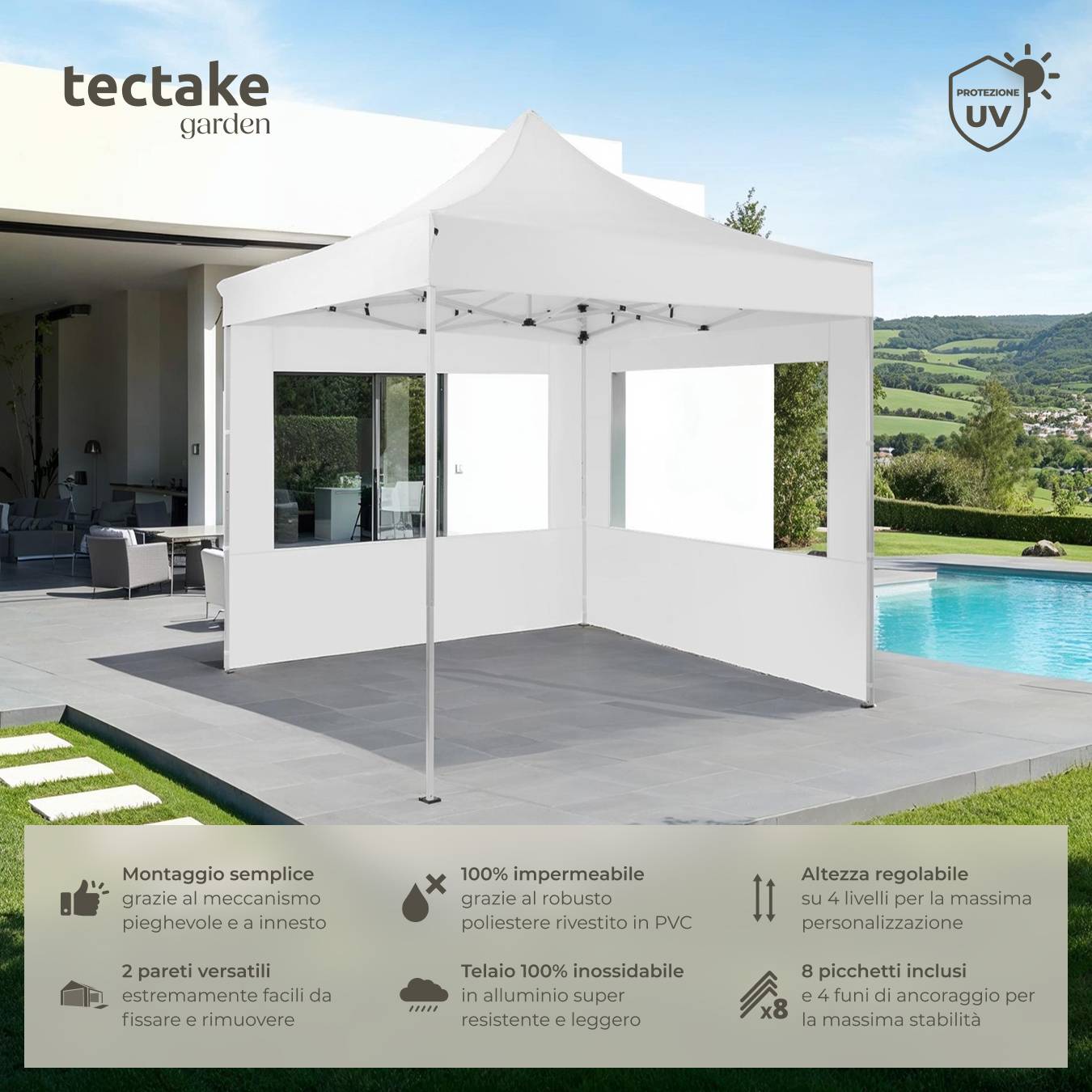 Asta di supporto per tenda da campeggio regolabile da 2,3 m
