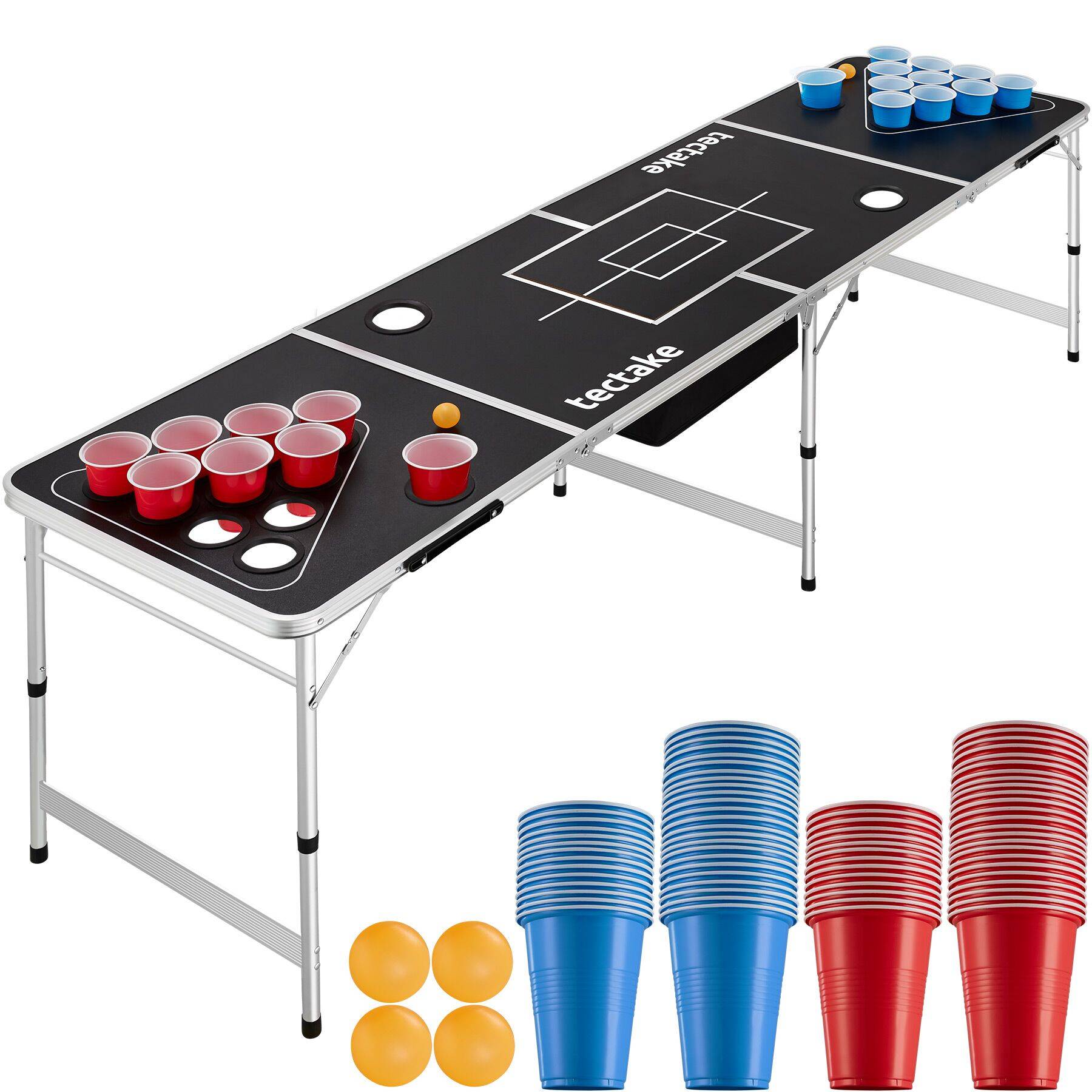 Beer Pong Set da Tavolo Ufficiale Old School | 1 Tavolo + 2 Rack + 22 Bicchieri Rossi + 4 Palle | Kit Completo | Set da Bere | OriginalCup Beer Pong Set da Tavolo Ufficiale Old School | 1 Tavolo + 2 Rack + 22 Bicchieri Rossi + 4 Palle | Kit Completo | Set da Bere | OriginalCup