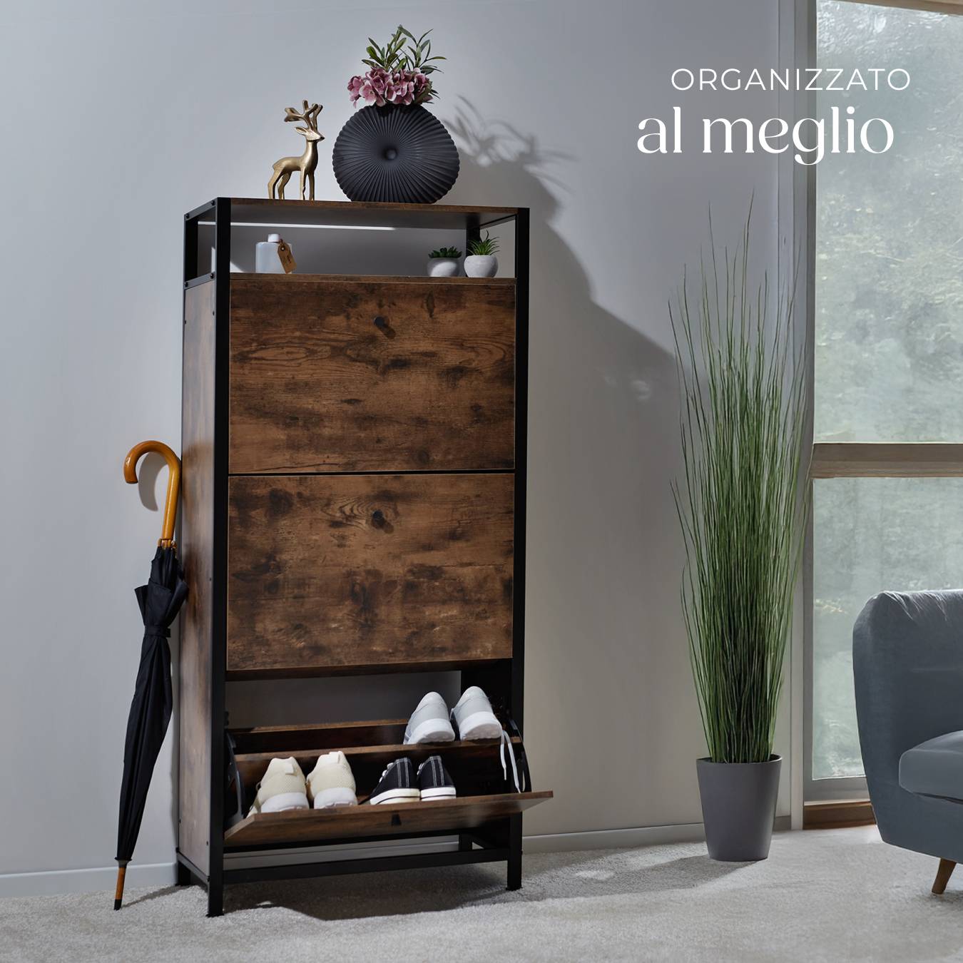 tectake® Scrivania Rustica Stile Industriale, Telaio in Acciaio