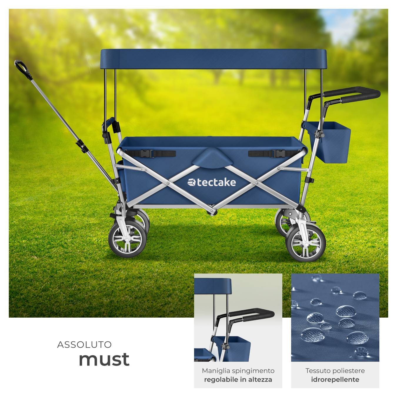 RJTEK Carrello Pieghevole Con Manico Telescopico - Capacità 99,8 Kg - Ruote In Gomma 12,7 Cm - 2