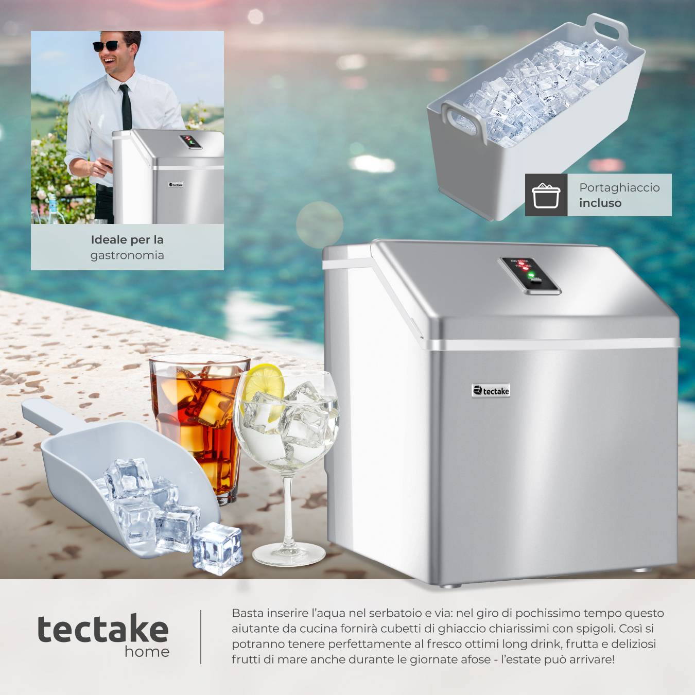 KLARSTEIN - Macchina Del Ghiaccio, Acciaio Inox, 15kg/24h, Cubetti & Ghiaccio Tritato, Serbatoio: 1,8L, Pannello LED, Allarme Del Livello Dell' Acqua, Macchina Del Ghiaccio Per La Casa - 13