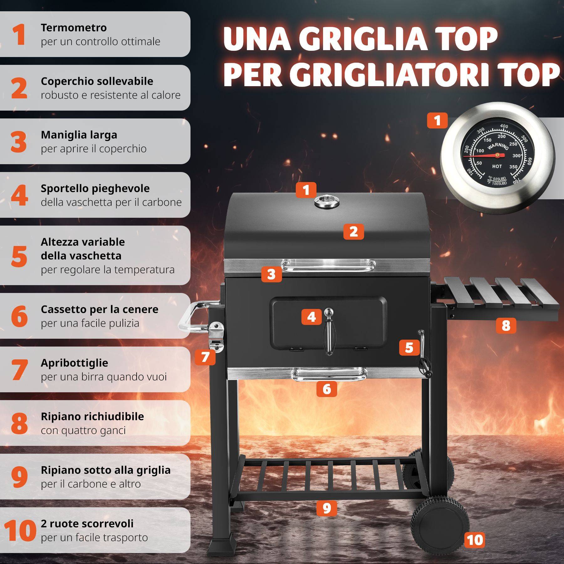 Outsunny Barbecue a Carbonella con Griglia e Piastra in Acciaio | Aosom Outsunny Barbecue a Carbonella con Griglia e Piastra in Acciaio | Aosom