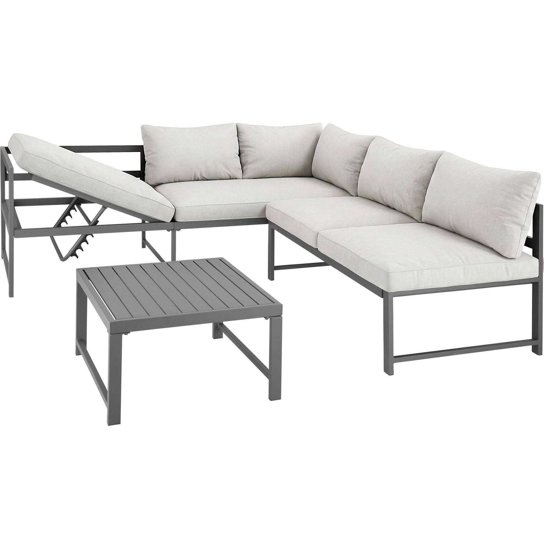 Set da giardino in alluminio Faro con tavolo e schienale regolabile