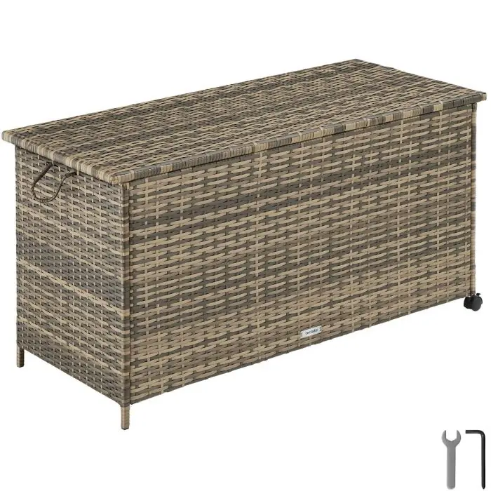 Scatola portaoggetti da giardino in polyrattan con ruote Kuusamo