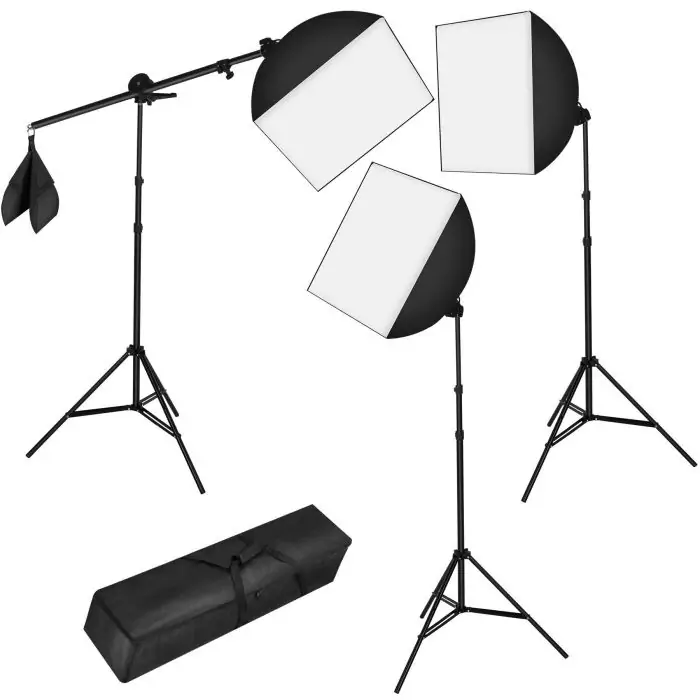 Set da studio fotografico con treppiedi in alluminio