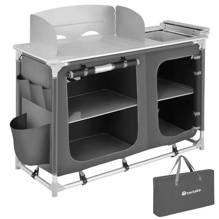 Cucina da campeggio di lusso con struttura in alluminio e 4 scomparti Luksus