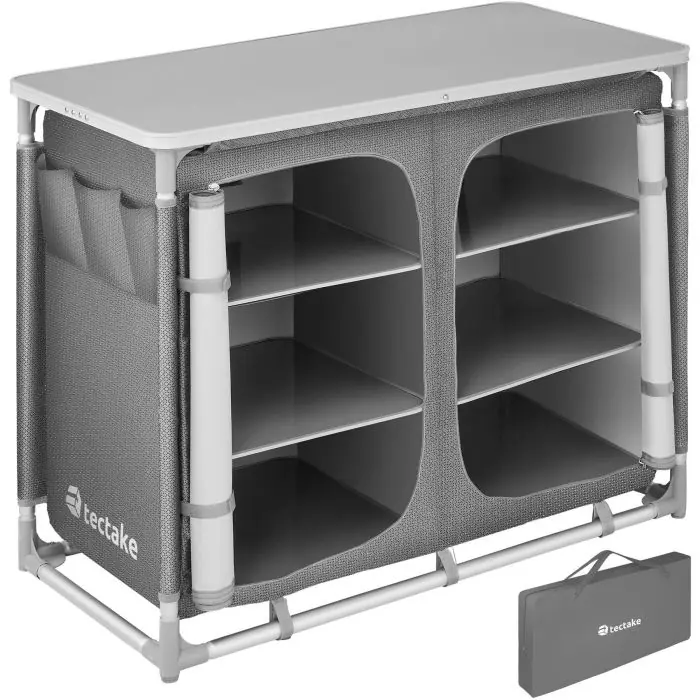Armadietto da campeggio Deluxe con struttura in alluminio e 6 scomparti Deluxe 