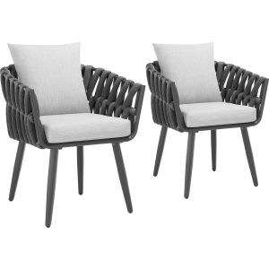 Set da 2 sedie Lugano con design intrecciato e struttura in alluminio