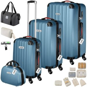 Set di valigie rigide Cleo con lucchetto TSA e bilancia per valigie