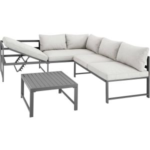 Set da giardino in alluminio Faro con tavolo e schienale regolabile